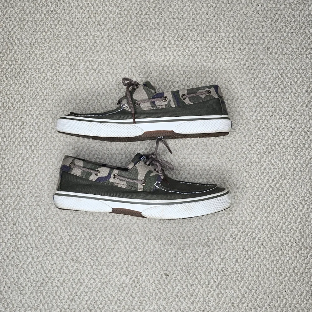 Sperry Top-Sider Halyard Green Camo Canvas Boat Shoes Size 12